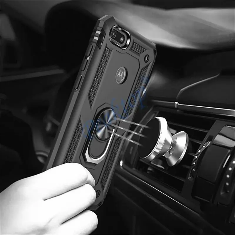 Shockproof Finger Ring Phone Cover for MOTOROLA MOTO E6 Play E5 G7 G8 Plus P40 Power One Zoom Macro Action Vision Z4 Case Capa