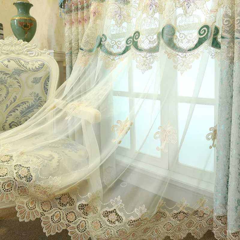 

Chenille Cashmere Embroidered High Blackout Curtain Custom Luxury Living Room Bedroom Door Screen and Shutter and High Quality