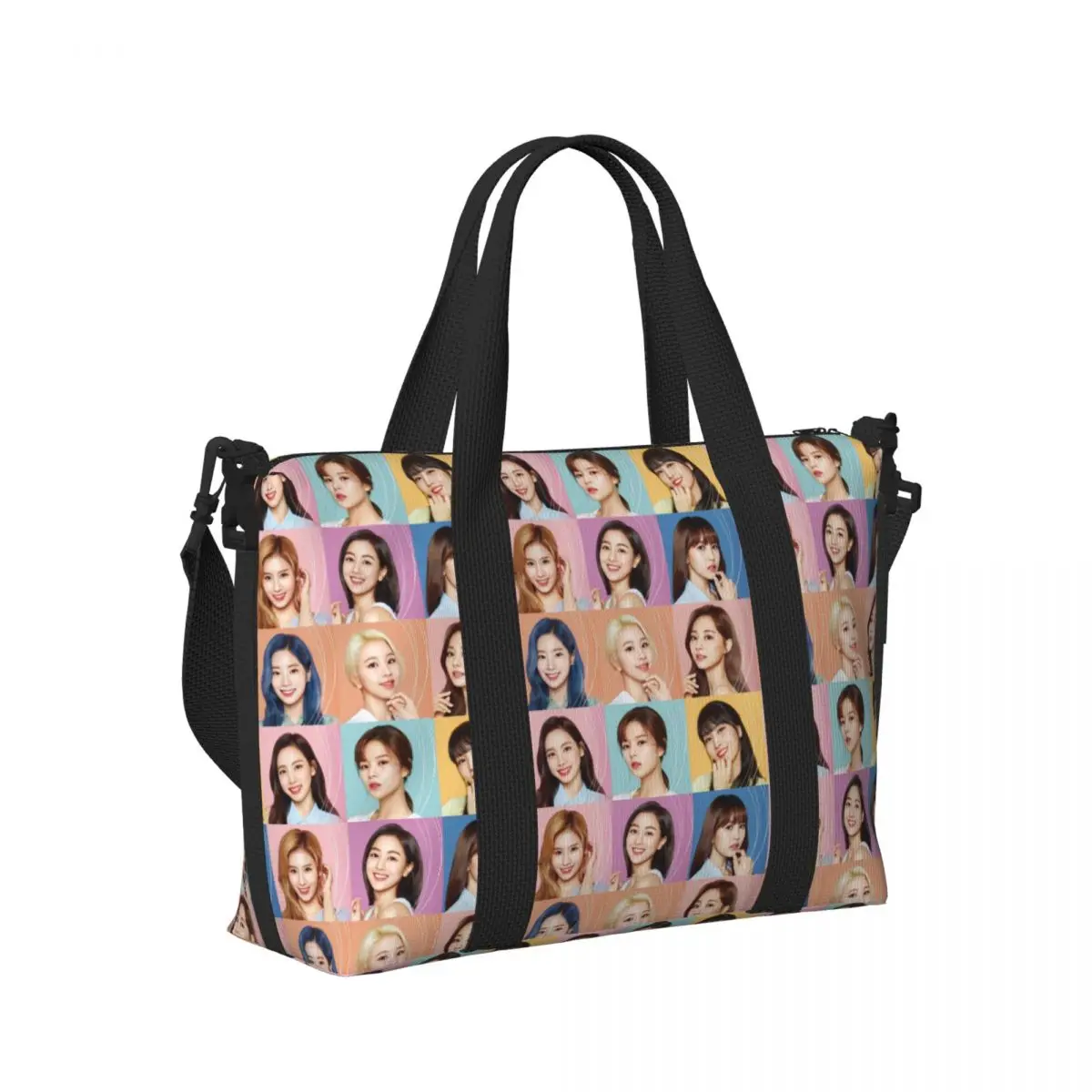 Custom Beauty Kpop Twices Tote Bag Women Large Capacity Lovely Beach Gym Shoulder Travel Bag