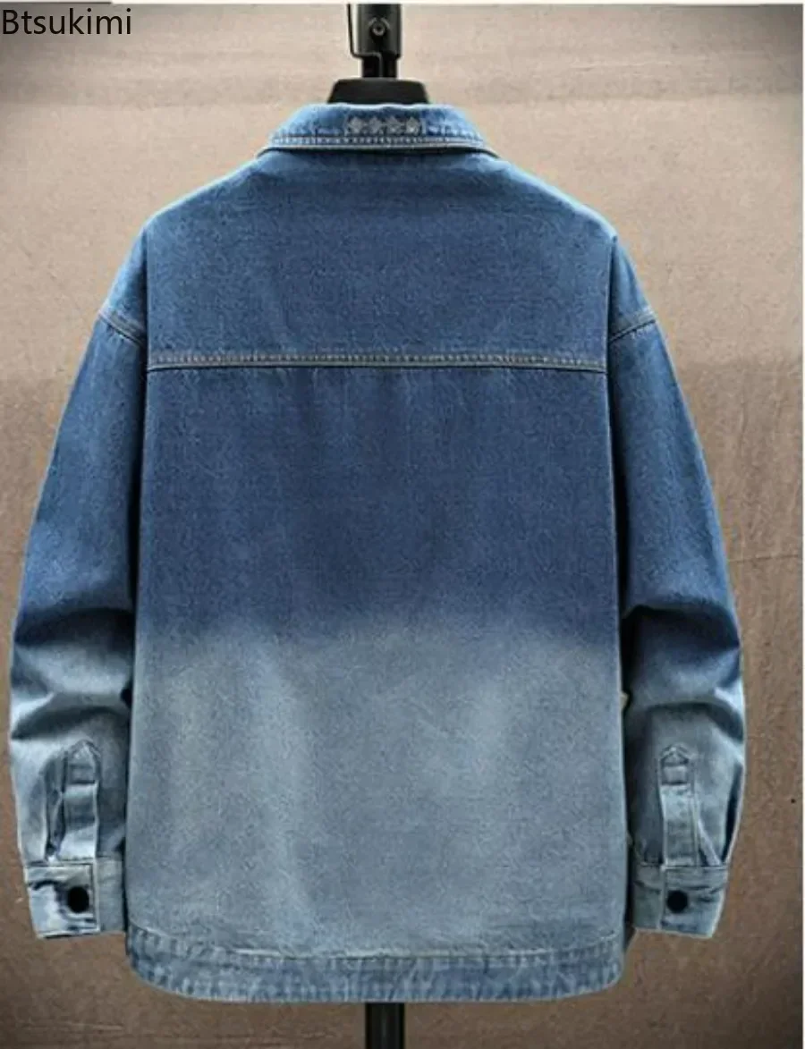 New 2025 Men's Fashion Jeans Coat Jacket Vintage Spring Autumn Loose Denim Coat Slim Fit Shirt Top Jacket Outwear Men Clothing