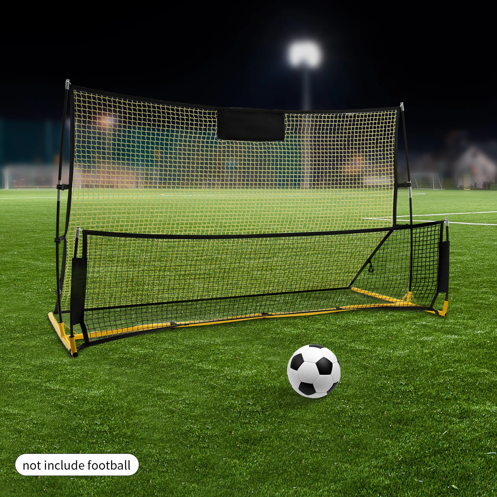 Rebondisseur de football double face 210*120*85cm avec filets et cadre, but d'entraînement de football portable haut et bas