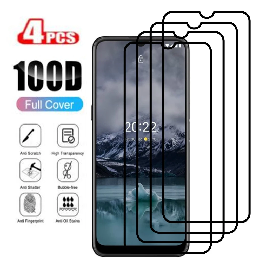 4PCS For Nokia G11 G21 C30 G10 G20 X10 X20 XR20 1.4 2.4 5.3 5.4 Screen Protector Full Glue Tempered Glass Protective Cover Film