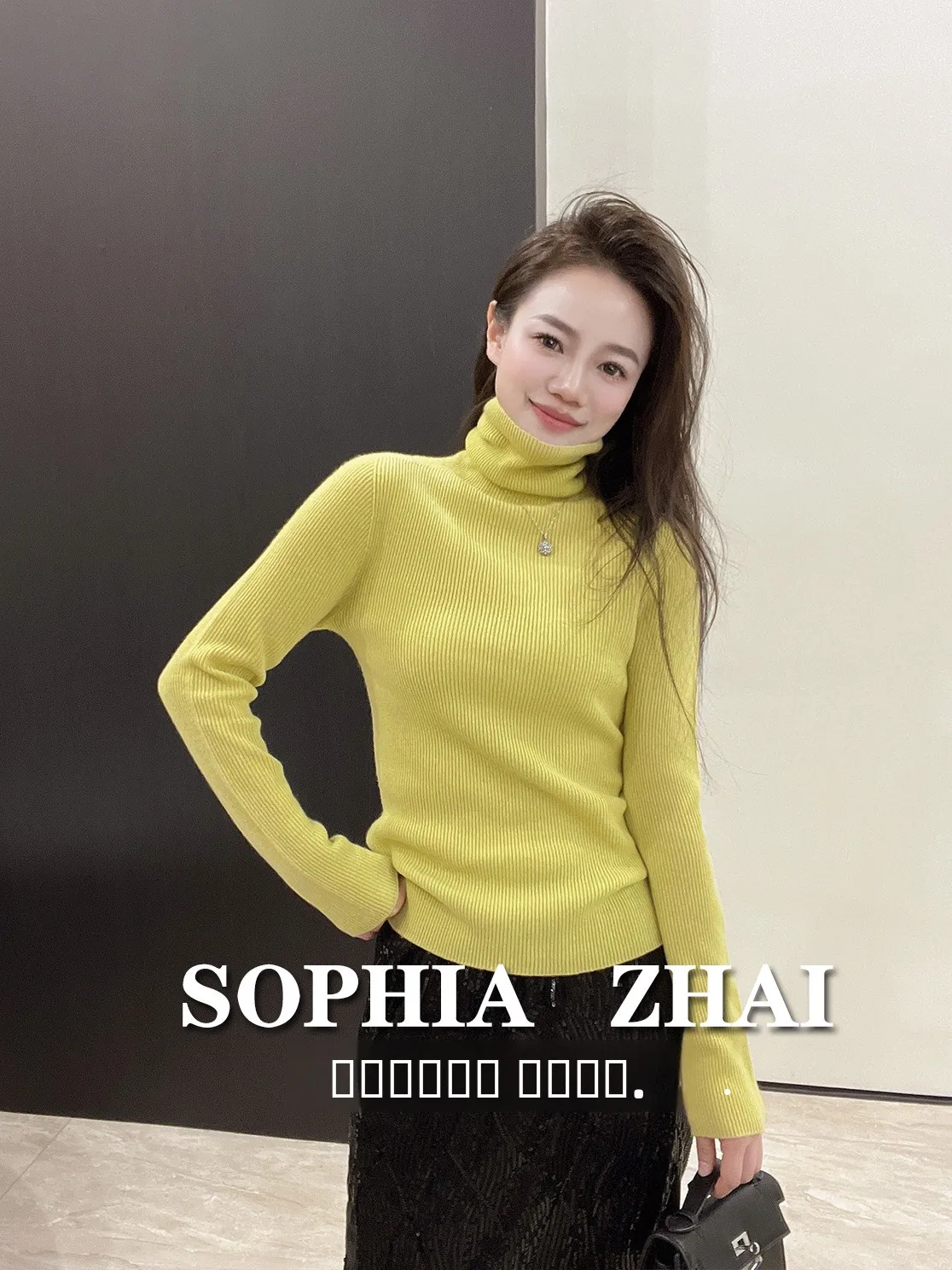 

Thiened 00 Wool Sl Knitted Sweater High Ne Slim Fit Base Layer Wave Pattern Embellied Women's Classic Commute Sle