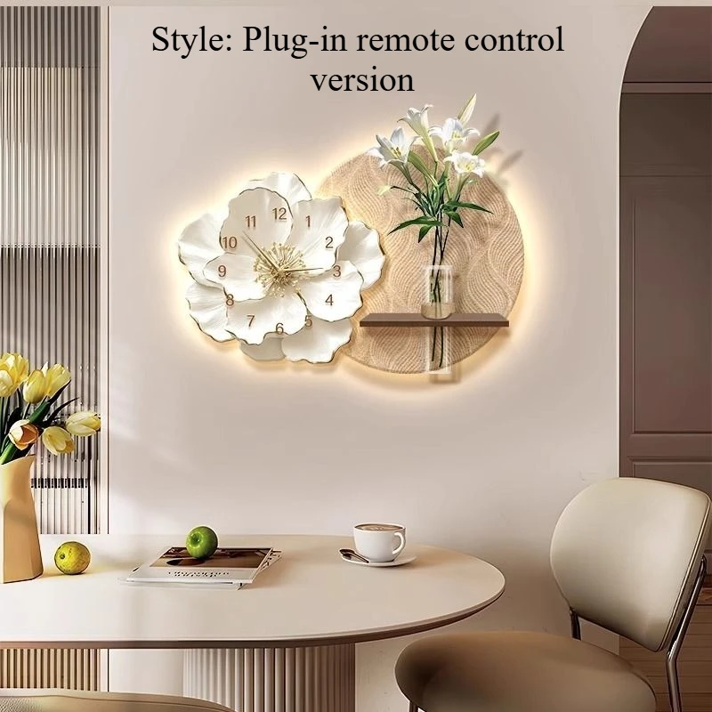 Moderne decoratieve klok Luxe wandklokken Wandkunst Elegante klokken Woonkamer Trendy horloge met licht Esthetische interieurartikelen