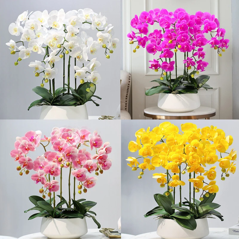 

9-Heads Artificial Butterfly Orchid Real Touch Phalaenopsis Large Size Fake Flowers Moth Orchid for Home Wedding Decor