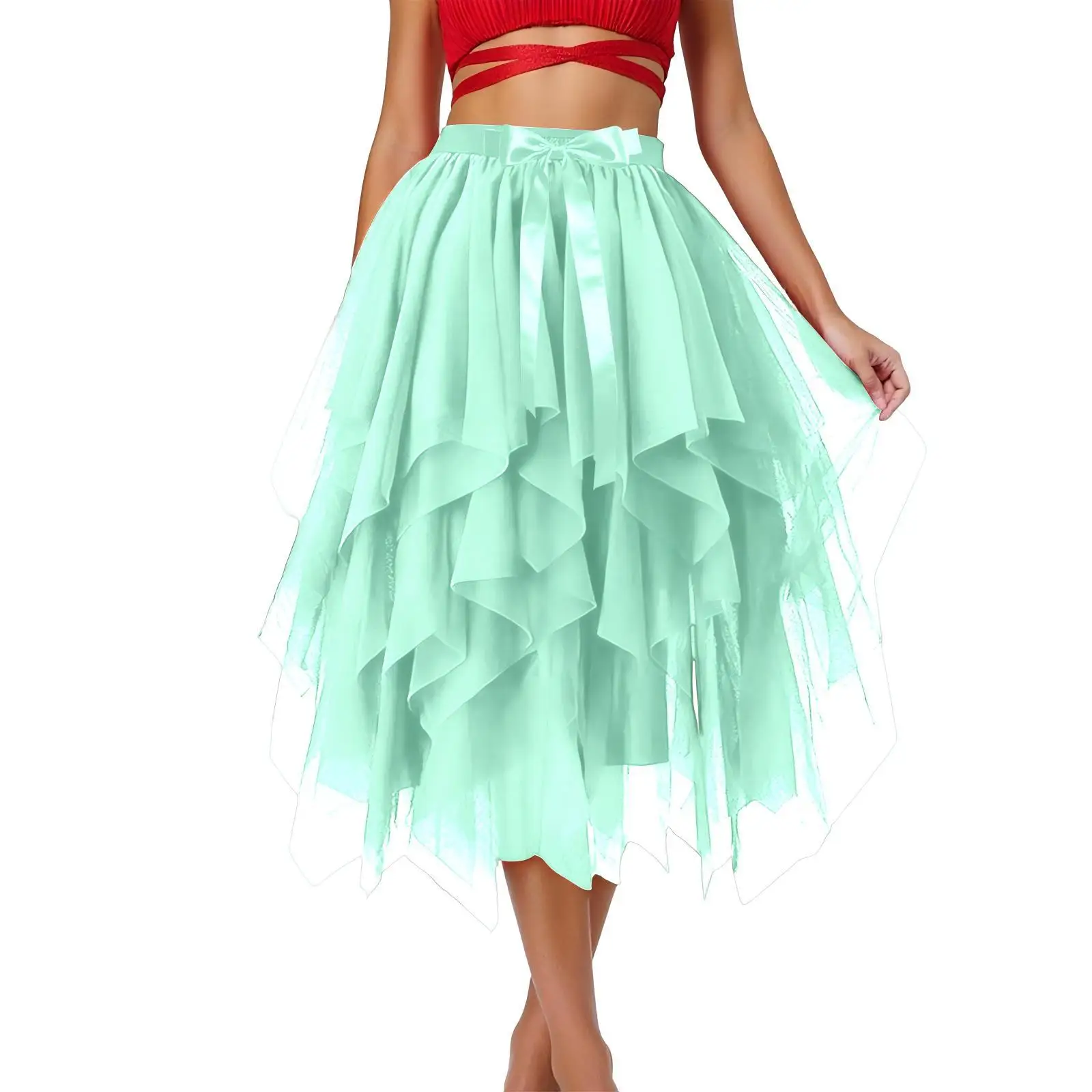 

Women's Dance Tulle Skirt, 3-layer Puffy Skirt, Performance Half-skirt, Multilayer Irregular Tulle Skirts,Summer Thin Mesh Skirt