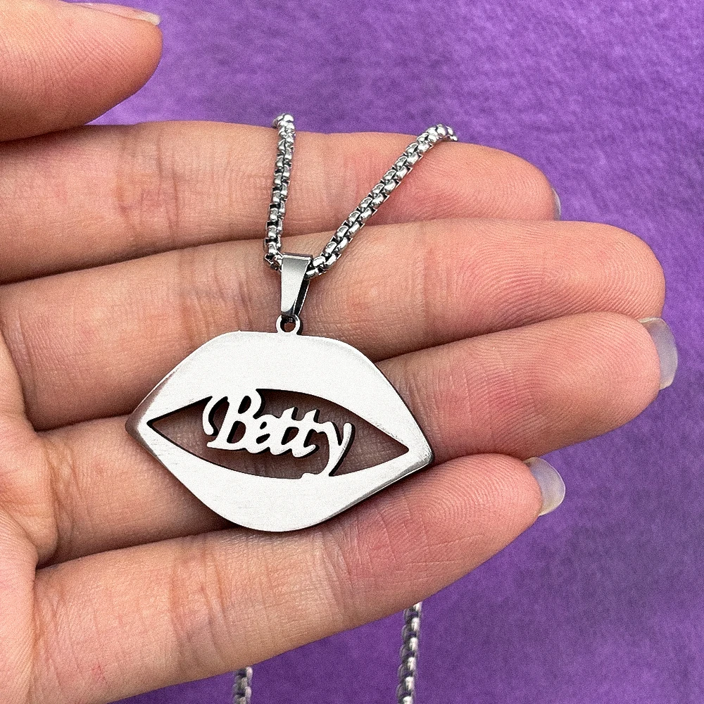 

Personalized Customized Name Necklace Stainless Steel Lip Pendant Ladies Romantic Jewelry Valentine's Day Anniversary Gift