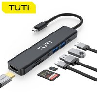 TUTi 7in1 Type C Hub with 4K HDMI Port, 2 USB 3.0 Ports,1 USB C 3.0 Port,SD/TF Card Reader,For MacBook and Other Type C Laptops