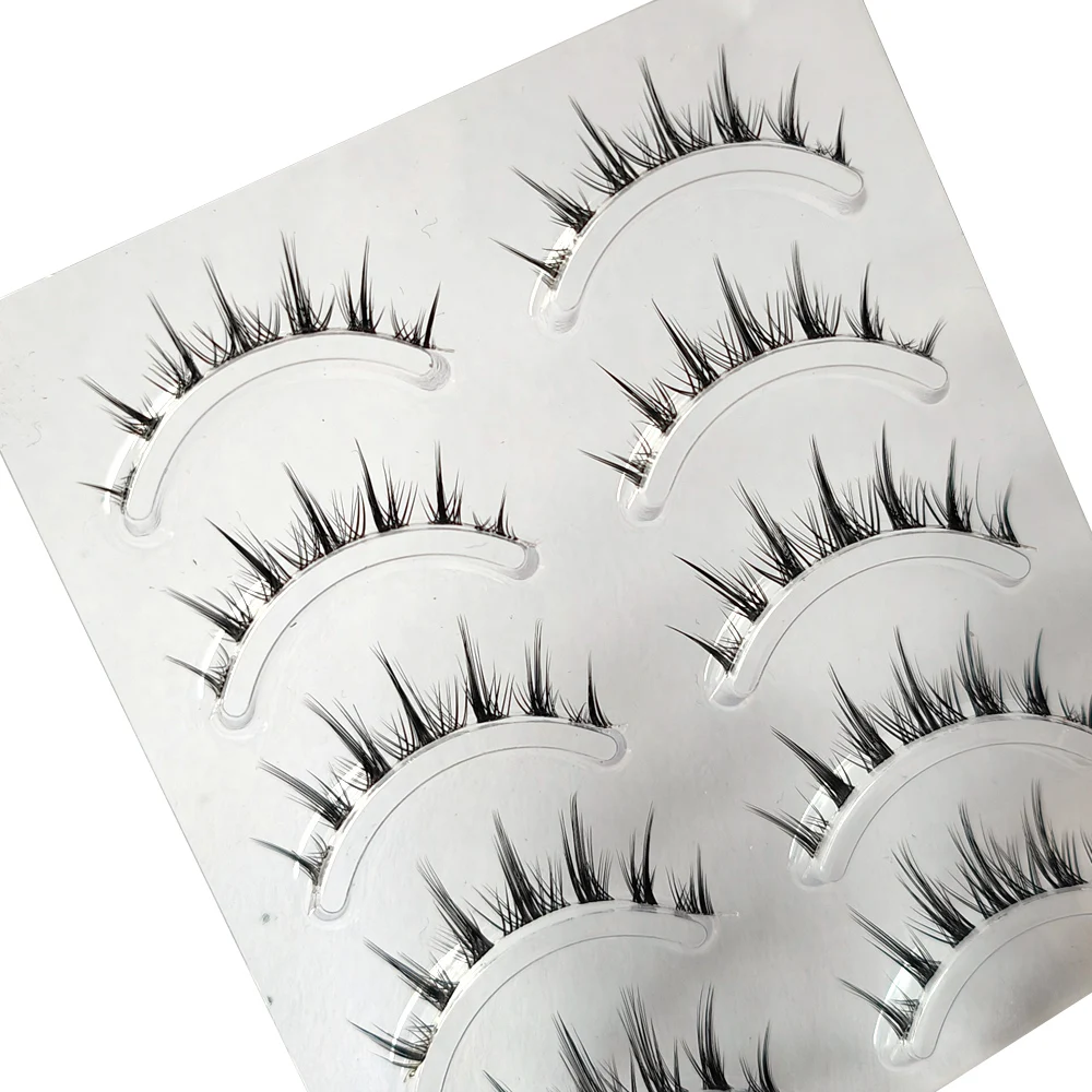 Aggiornato 5 paia di ciglia finte Little Devil riutilizzabile Eye Lashes Extension fascia invisibile Soft Air Eyelash Handmade