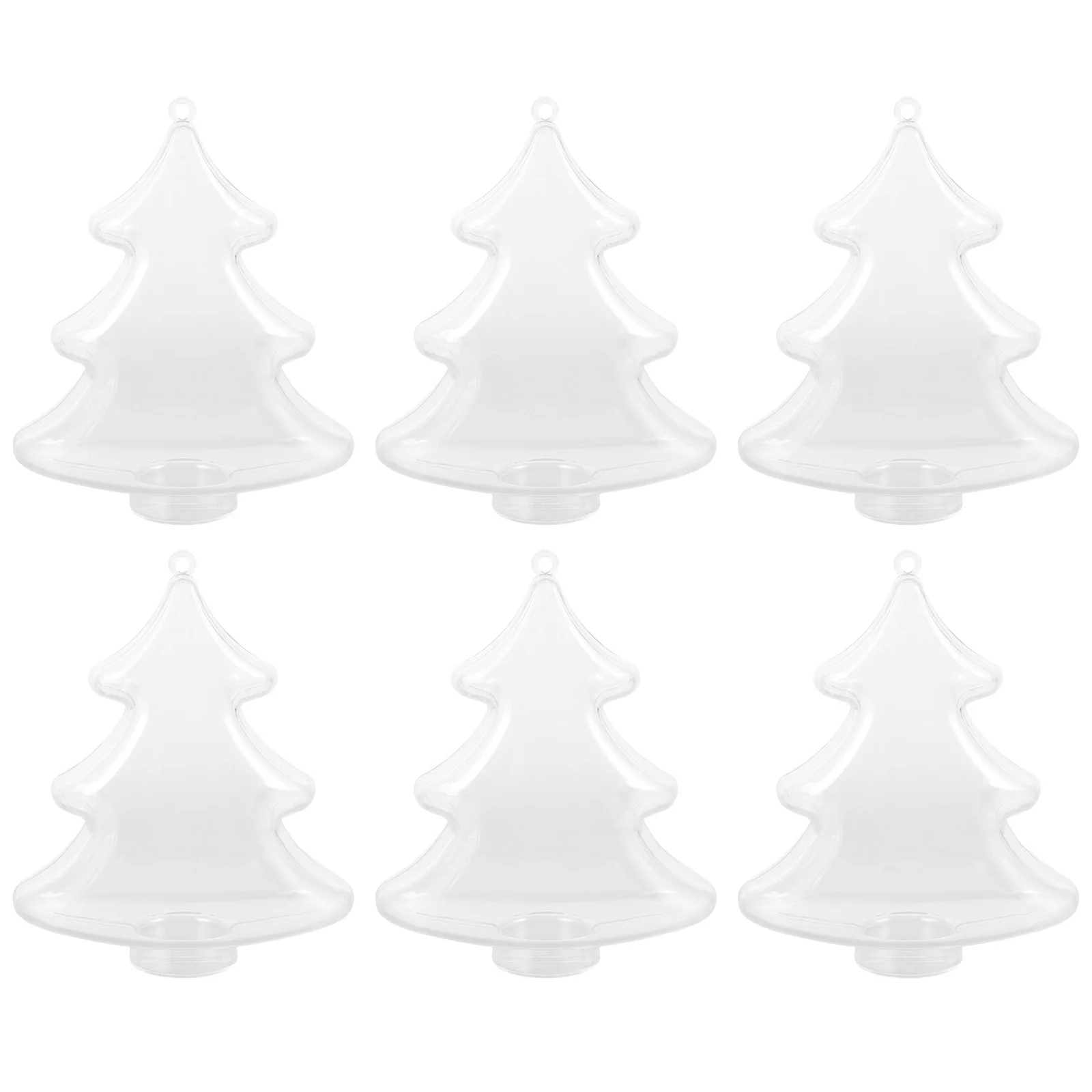 

6Pcs Christmas Candy Boxes Clear Plastic Treat Boxes for Gifts Holiday Party Favors Decorative Storage Mini Tree Shape