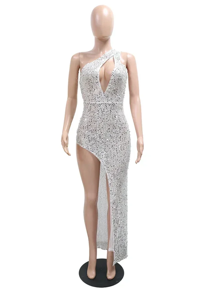 Vestidos largos con lentejuelas doradas recortadas y purpurina para mujer, vestidos de fiesta adornados con lentejuelas irregulares, trajes de cumpleaños, novedad de 2025