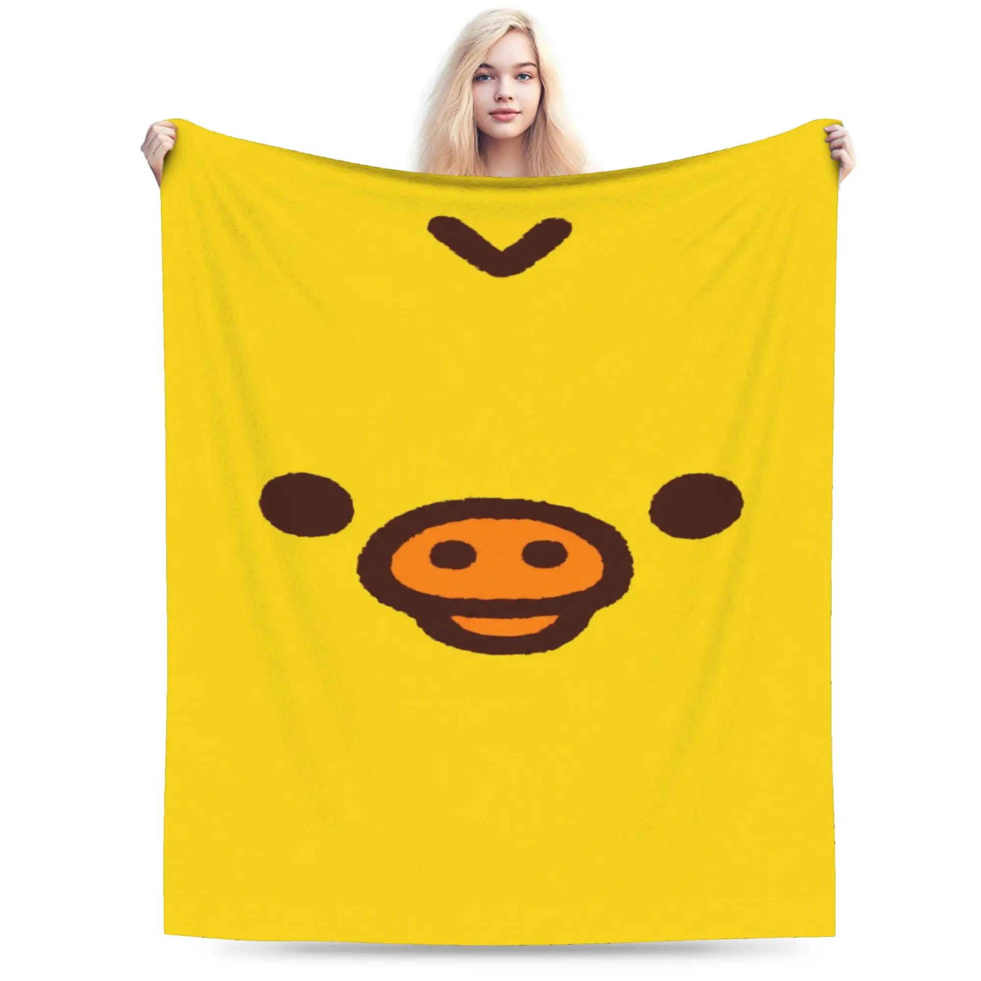Super Soft Rilakkumas Kiiroitoris yellow duck Throw Blanket Premium Fleece Flannel Lightweight  Bed Blanket Cozy Plush Blankets