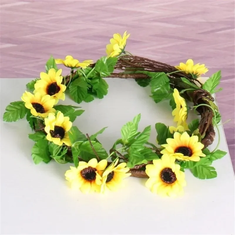 Artificial Yellow Sunflower Garland Flower Vine Wedding Floral Arch Decor Silk