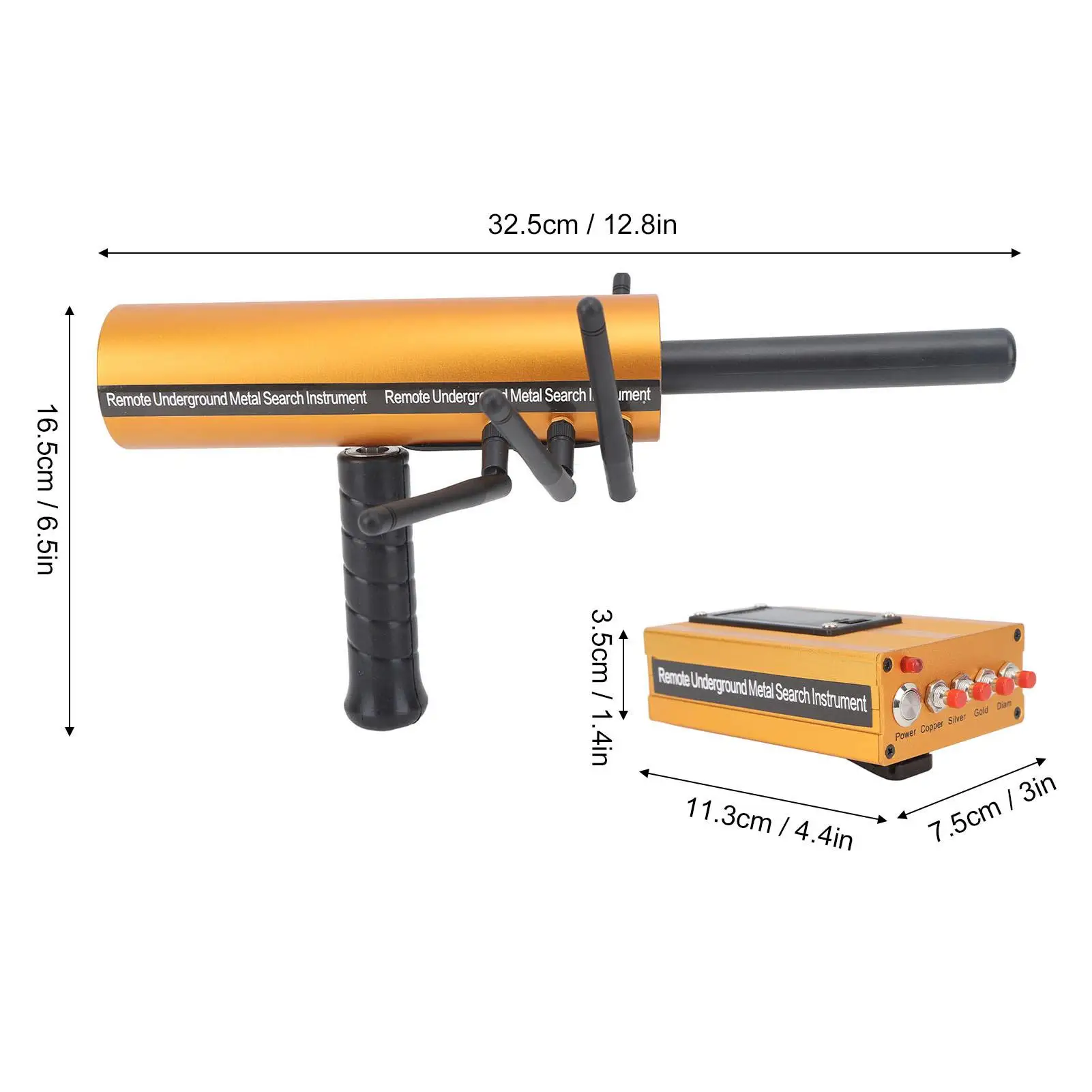 AKS Metal Detector Pinpointer - 30m Depth, 1200m Range, 6 Antennas for Accurate Gold Detection