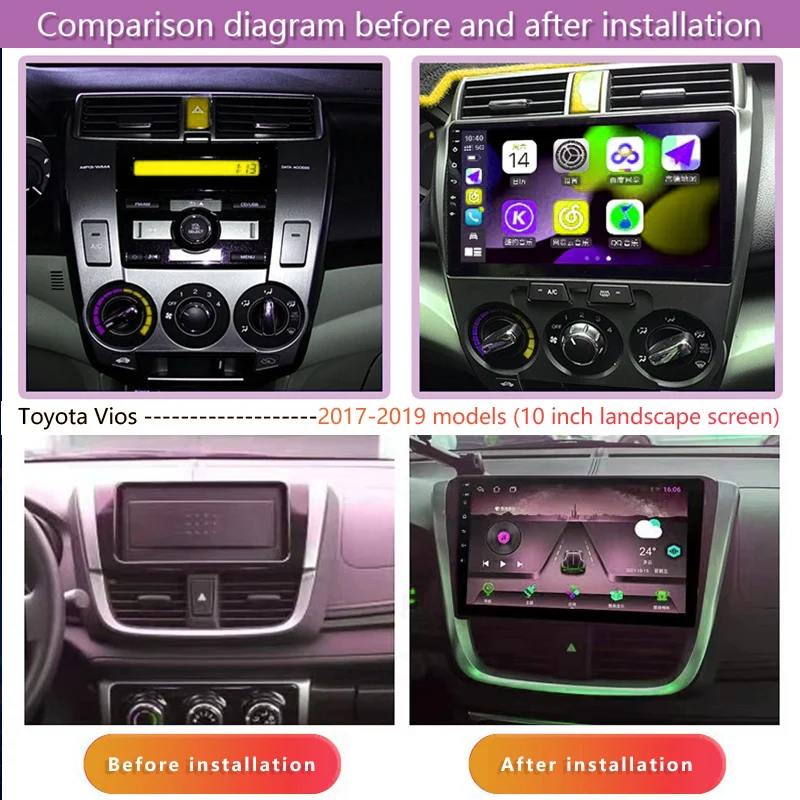 Car Radio 9/10 Inch Wireless Autoradio Android 13/12 Universal Touch Screen GPS Rearview Camera Multimedia Video Player MP5 MP3