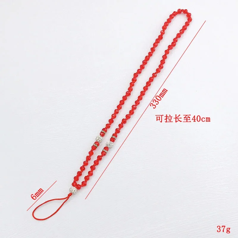 Handmade Acrylic Pearl Crystal Beaded Long Mobile Phone Chain Lanyard Fashion Anti Slip Phone Case Rope DIY Jewelry for Women