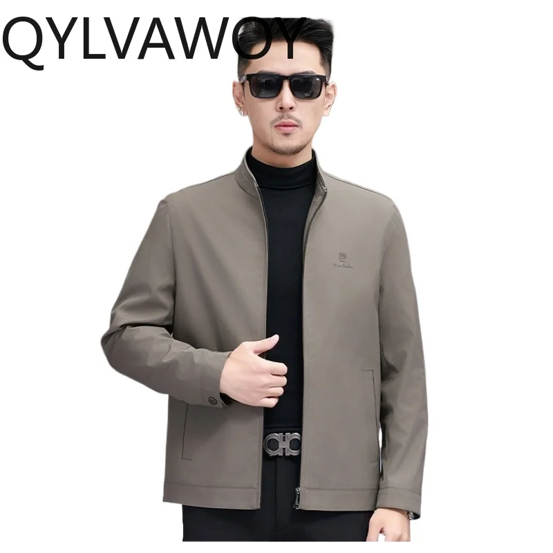 

QYLVAWOY Man Jackets High-Quality New Spring Autumn Thin Outerwear Stand Collar Jackets for Man Solid Men's Clothing Casual