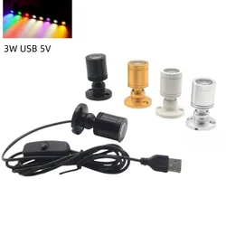 USB DC5V MINI Spotlight LED 3W Cabinet Light for Jewelry Display Showcase Spot Bench Lamp Ceiling Light Switch USB Interface