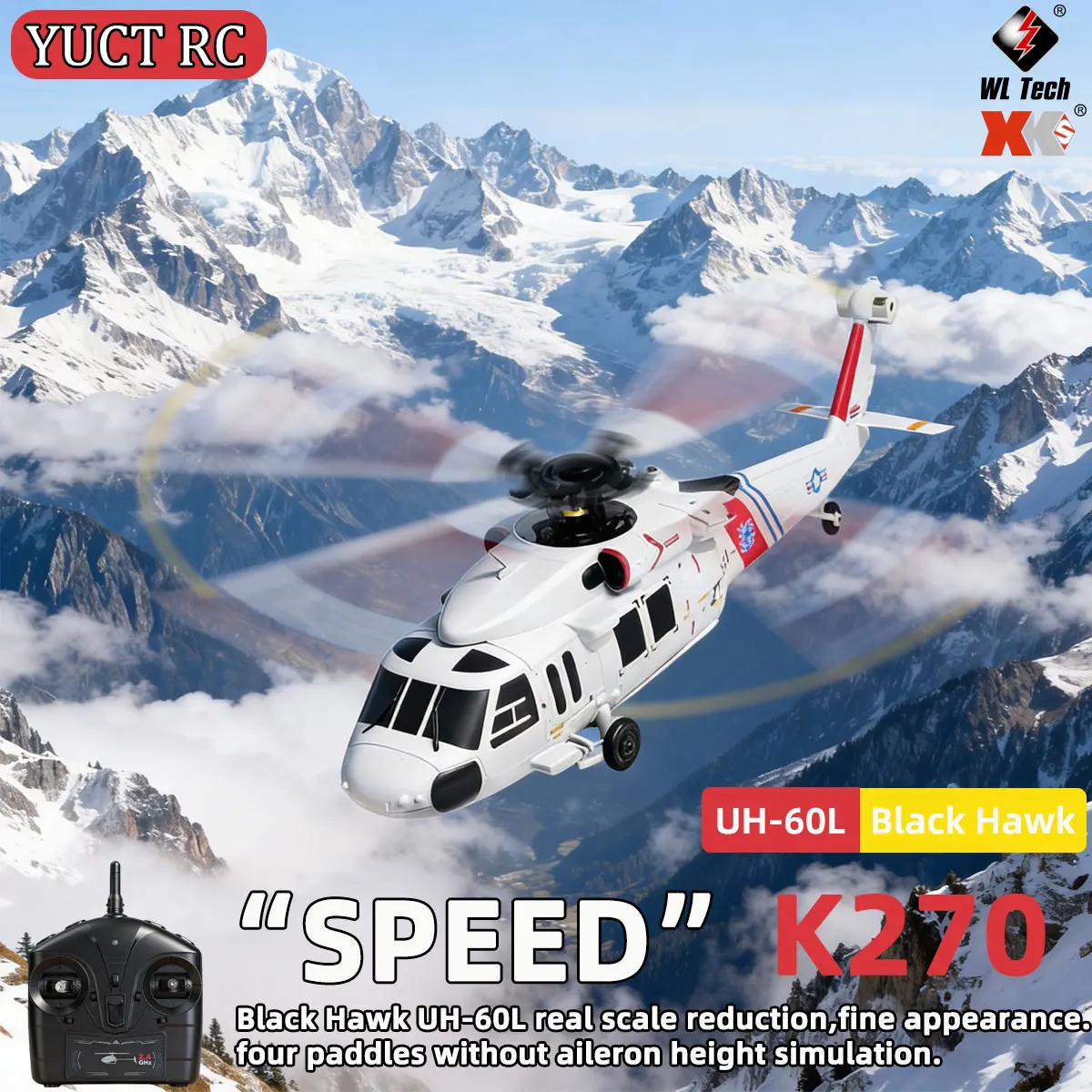 WLtoys k270 RC Helicopters 4 Channel 4-Paddle Ailerless Brushless Motor Optical Flow Positioning Remote Control Helicopter Toys