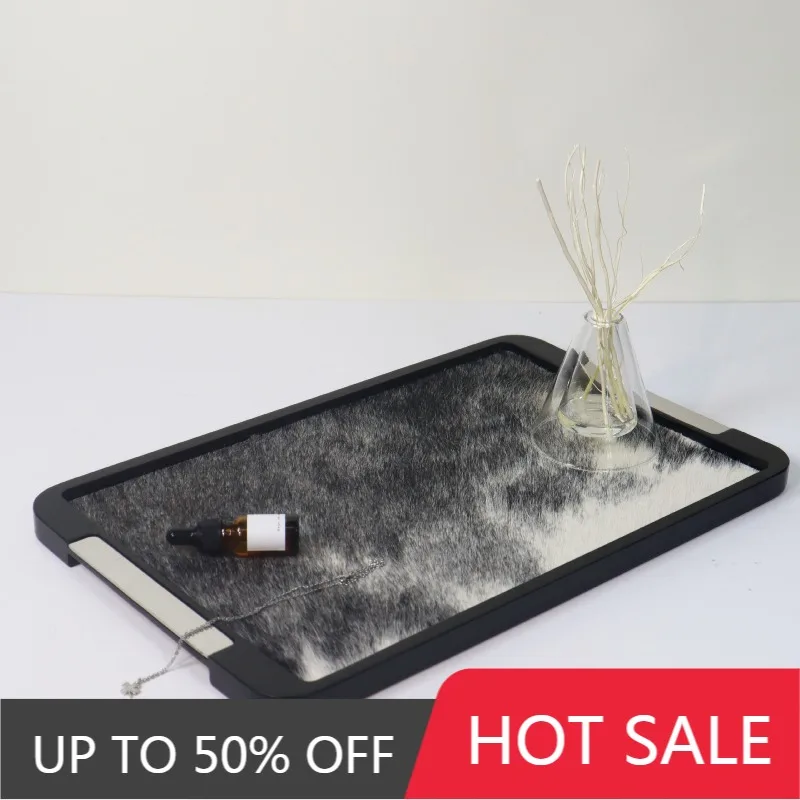 Solid Wood Tray Luxury Rectangular Storage Tray Modern Minimalist Decorative Table Center Trays Living Room Aesthetic Accessory