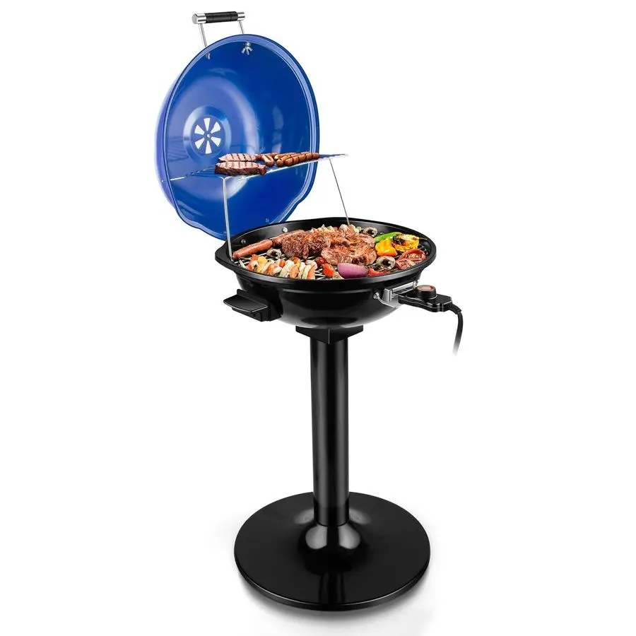 

Grill, Outdoor Electric BBQ Grill, 1600W Portable Removable Stand Grill with Adjustable Heat amp Drip Tray, Double Layer Design