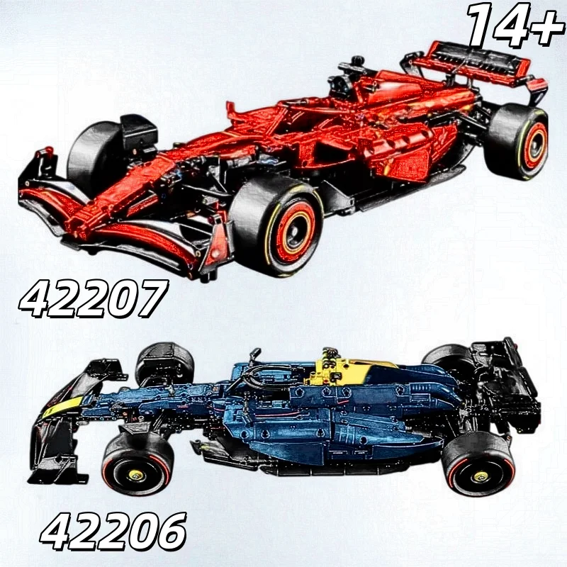 

НОВИНКА 2026: Конструктор-модель гоночного автомобиля 1:8, совместимый с 42207, 42206. Красно-синие игрушки-суперкары. Подарки на День рождения и Рождество.