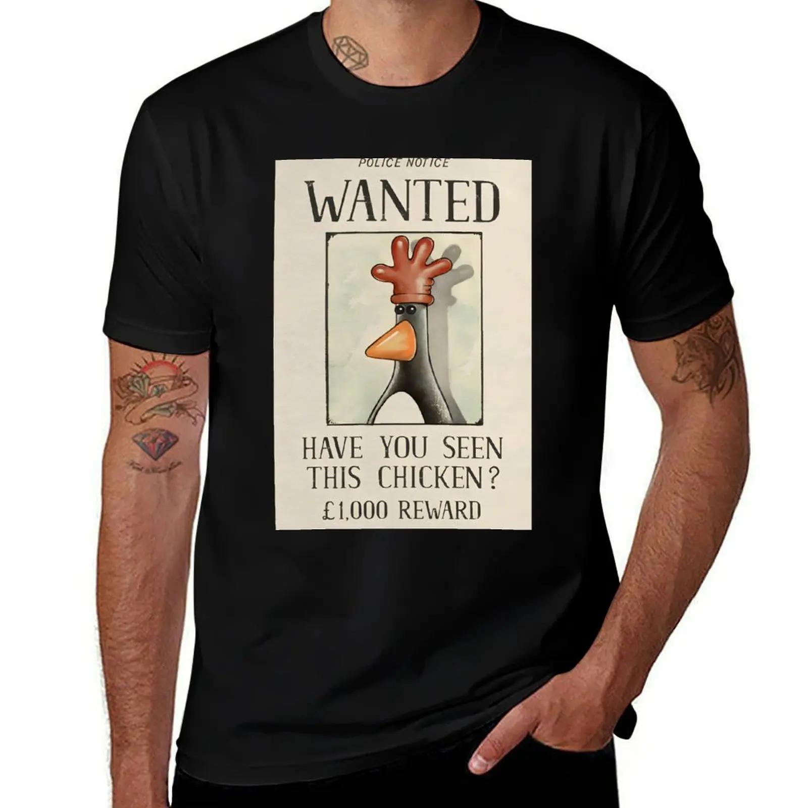 

Feathers McGraw Wanted Have You Seen This Chicken T-Shirt blacks football t shirt mens plain t shirts