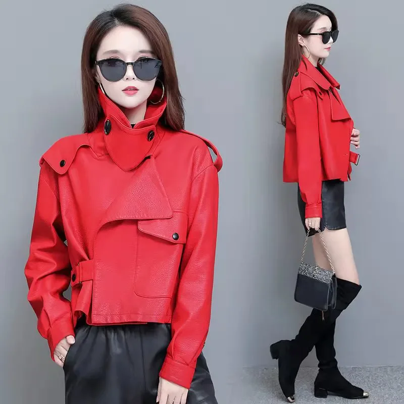 2025 neue Stile Frauen Mode Echtem Schaffell Leder Jacke Mode Lässig Frühling Leder Mantel Frauen