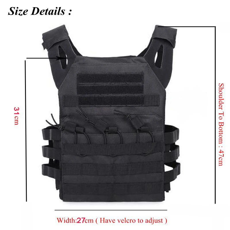 600D Hunting Tactical Vest Waterproof Outdoor Body Armor Lightweight JPC Molle Plate Carrier Vest for CS Game Jungle Equipment