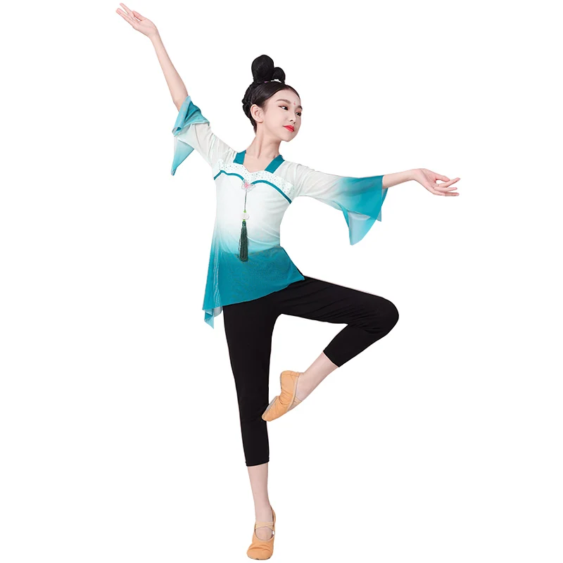 الأطفال يانغكو ملابس رقص فتاة صينية الشعبية Dancewear الاطفال الوطنية مروحة الرقص الملابس مظلة الرقص العرقية زي #6