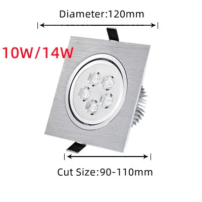 Wbudowany ściemniania LED typu Downlight 6W/10W/14W wysokiej mocy Chip lampy punktowe lampy sufitowe AC90-260V na oświetlenie domu