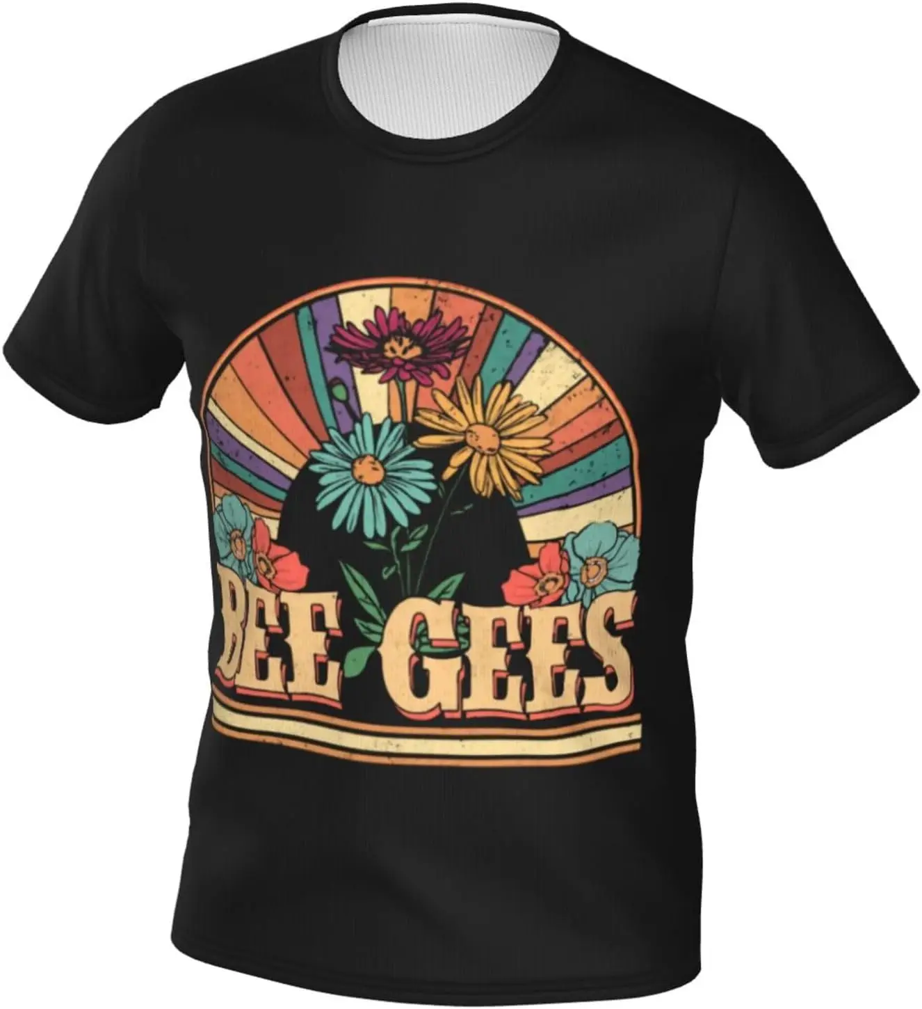 Bee Music and Gees Shirt Men's Fashion Breathable Pattern Short-Sleeve Tshirt Casual Personalised Tee Tops Black