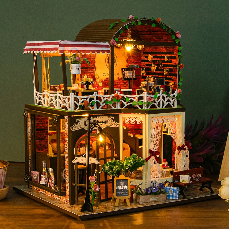 

DIY Wooden Miniature Doll House 3D Puzzle Building Model Kit Toys Home With Furniture Lighting Wooden Crafts Dollhouse Gifts