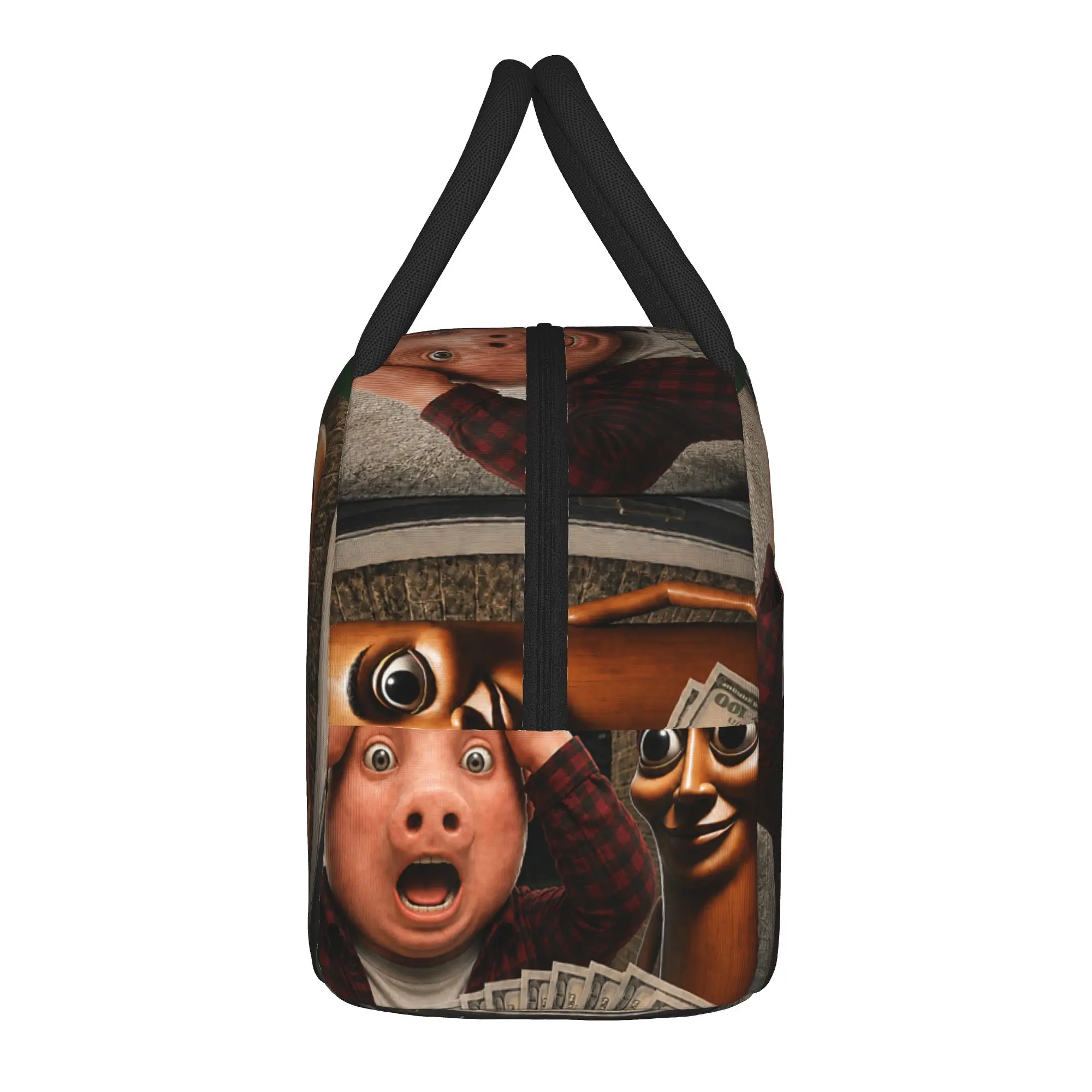Tung Tung Sahur John Pork Motion at Your Front Door Lunch Bag  Travel Lunch Box For Child Print Tote Handbags Oxford Cooler Bag