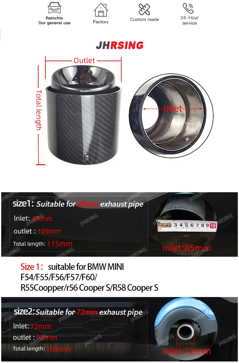 OHNE LOGO Kohlefaser-Auspuffblenden für Mini, passend für R55 R56 R57 R58 R59 R60 R61 F54 F55 F56 F57 F60 Mini Cooper – Detail 2