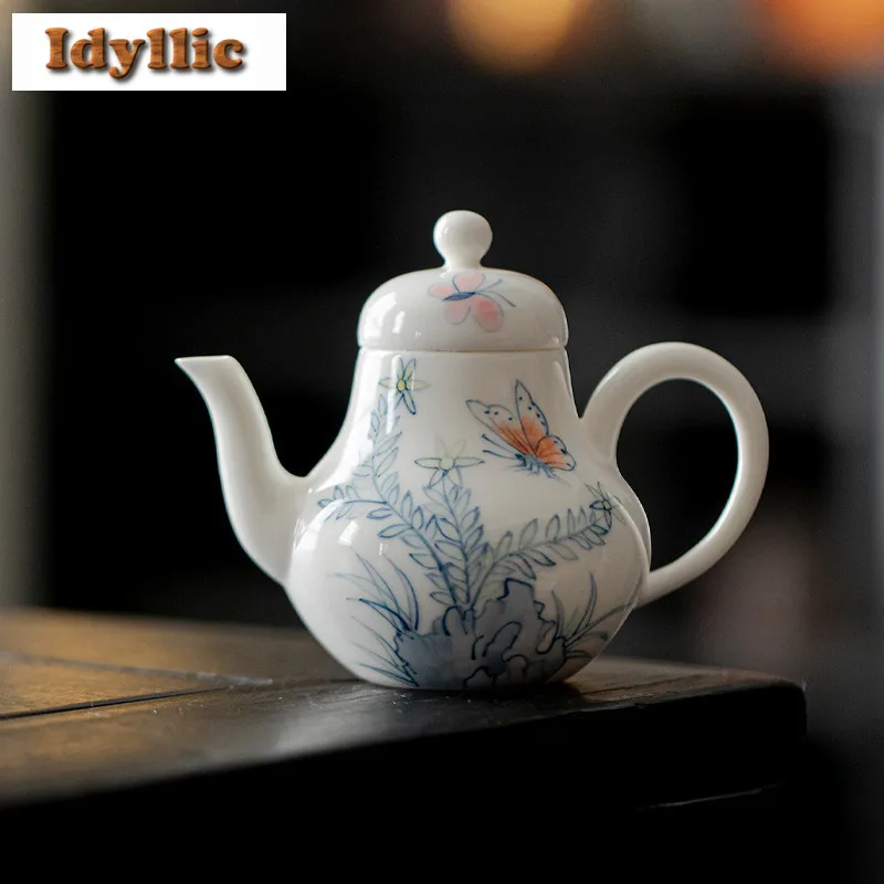 

135ml Hand-painted Butterfly Teapot Japanese Tea Infuser Pot Tea Maker Kettle With Strainer Teaware Accessories Decoration Craft