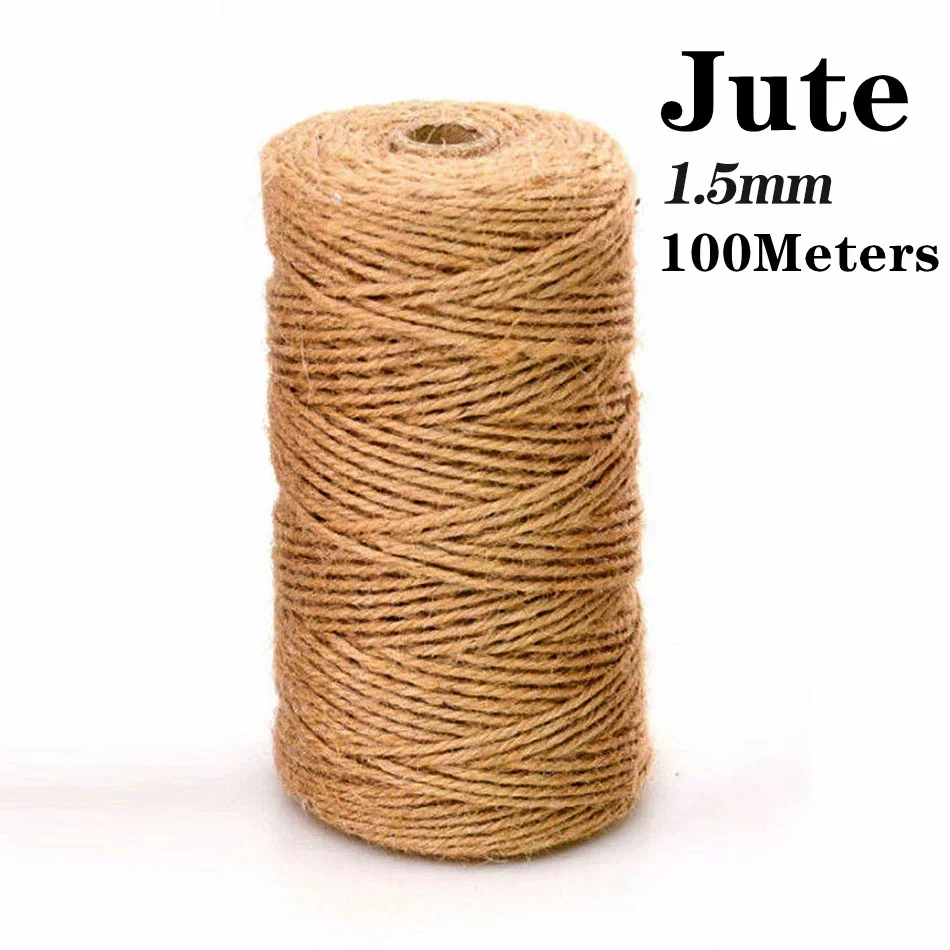 2/3/4mm 100M Natürliches Jute-Seil Schnur Bindfaden Band Bastelmaterial DIY Hochzeit Jutefaden Handgemachtes Nähgarn Party Weihnachten Heimdekoration – Detail 9