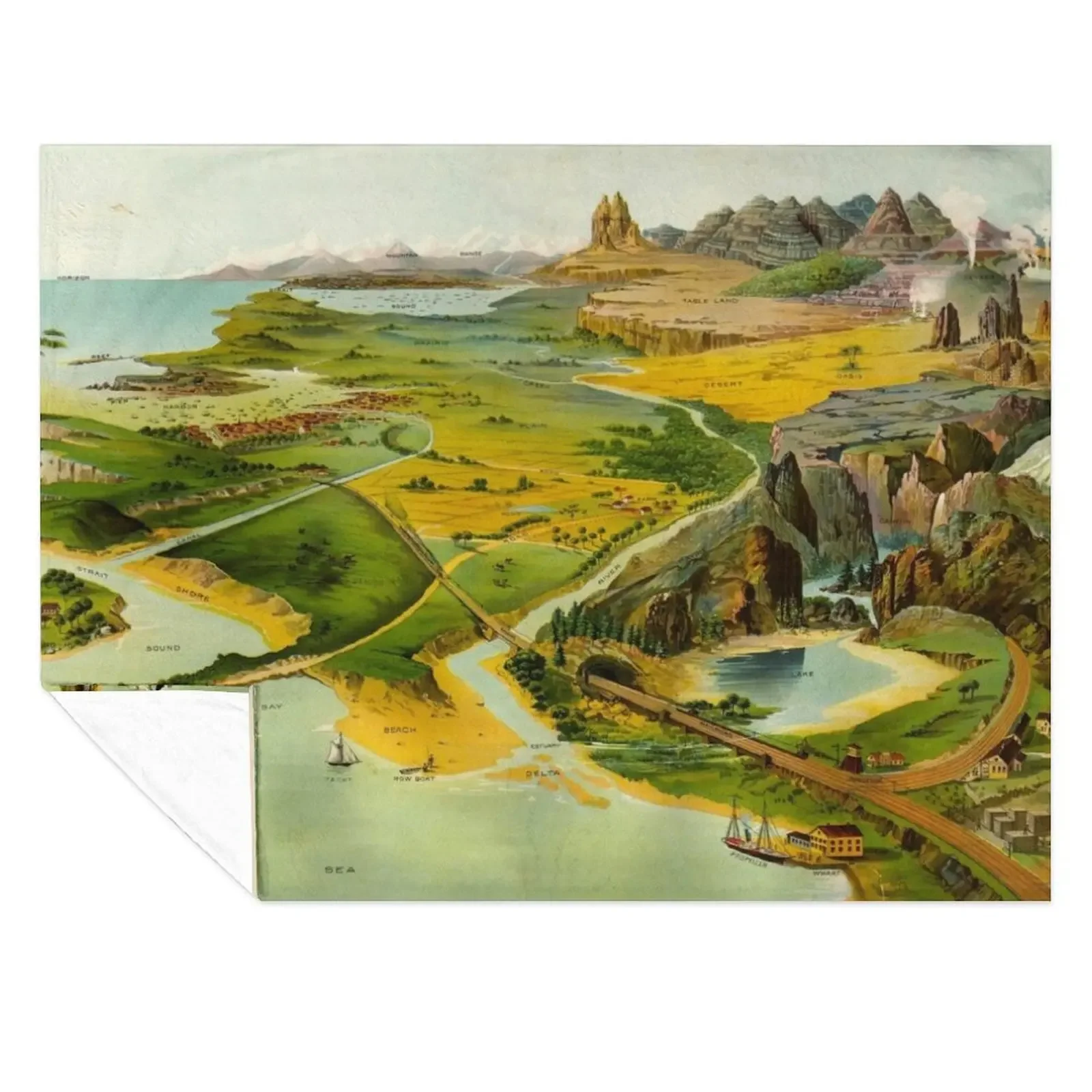 

Geographical Definitions Illustrated, 1893 by Levi Yaggy Throw Blanket Plush Soft Big Plaid on the sofa Cute Plaid Blankets