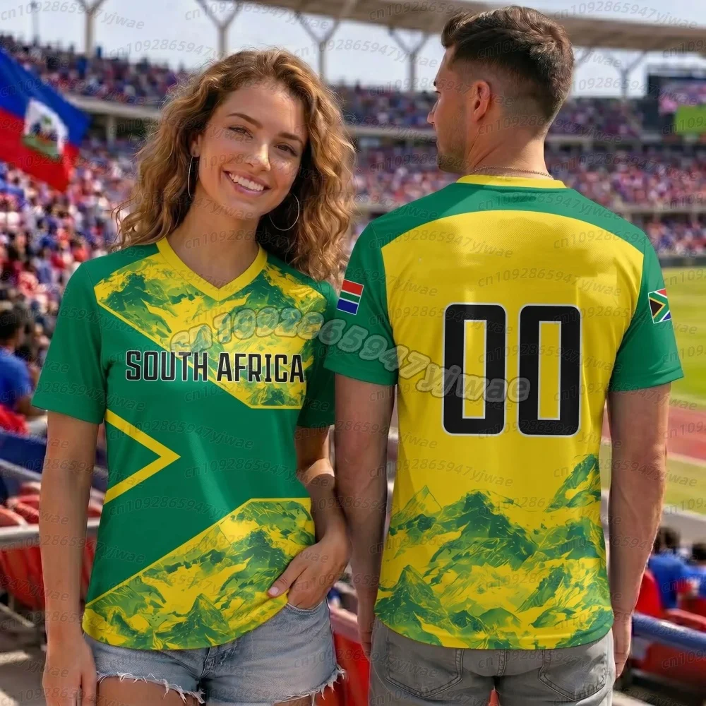 26 Sommer-Fußballtrikots für Damen und Herren aus Südafrika, Cheerleader-Kurzarm-T-Shirts, lässige O-Ausschnitt-Sport-T-Shirts, Damen-T-Shirt – Detail 6