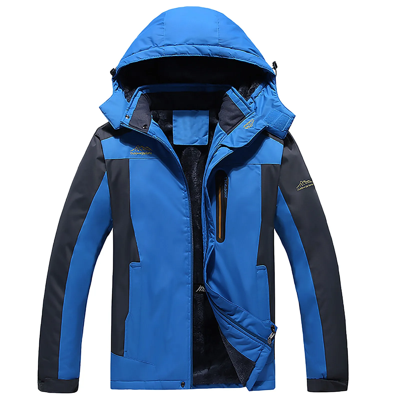 Men's Plus Size Winter Jackets Ski Snow Clothes Warm Waterproof Thickened Hooded Raincoat Patchwork Climbing Hiking Camping Coat