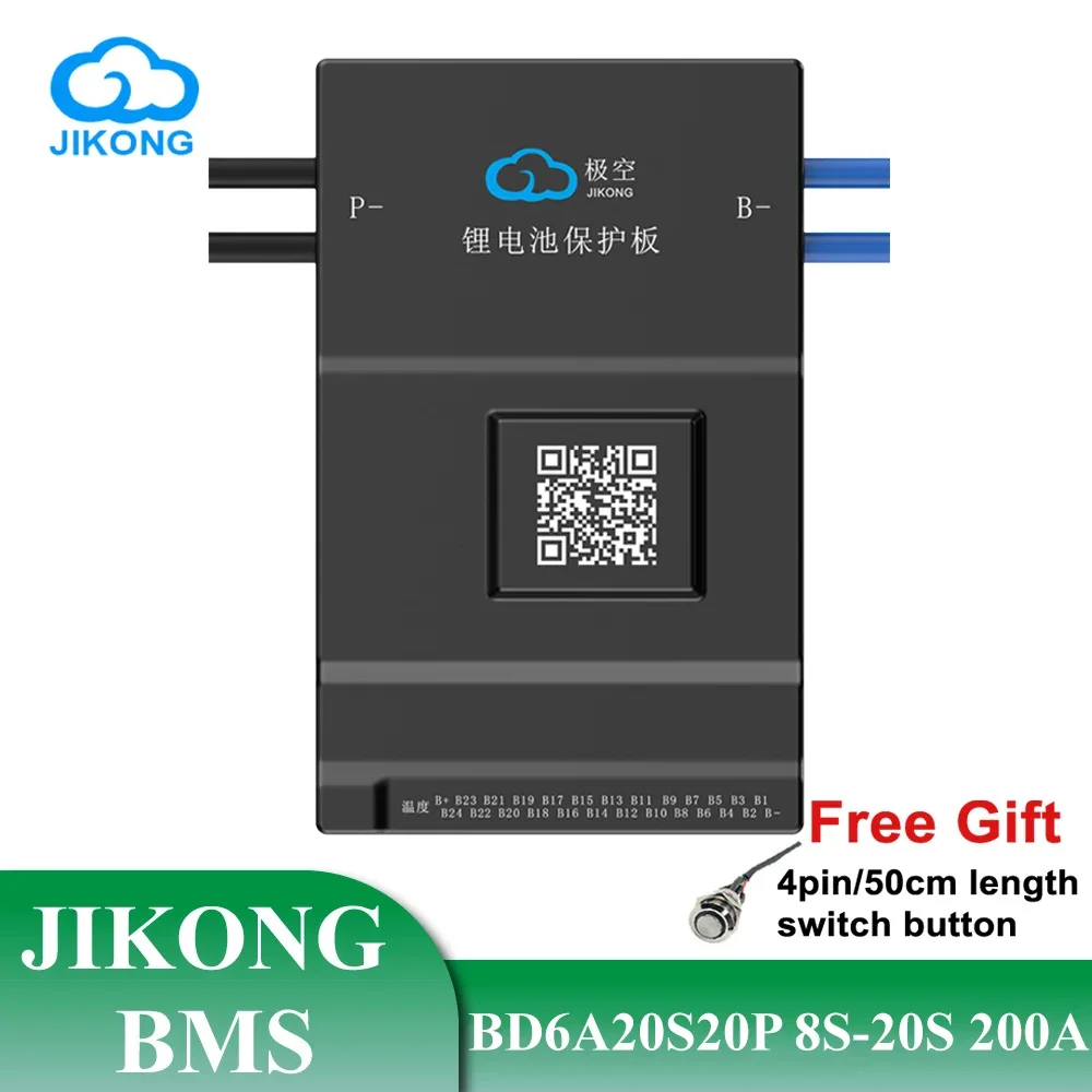 JK Smart BMS BD6A20S20P 24V 36V 48V 64V for LiFePo4 Li-ion LTO Battery 0.6A Active Balance 200A 8S 10S 16S 20S JIKONG Bluetooth