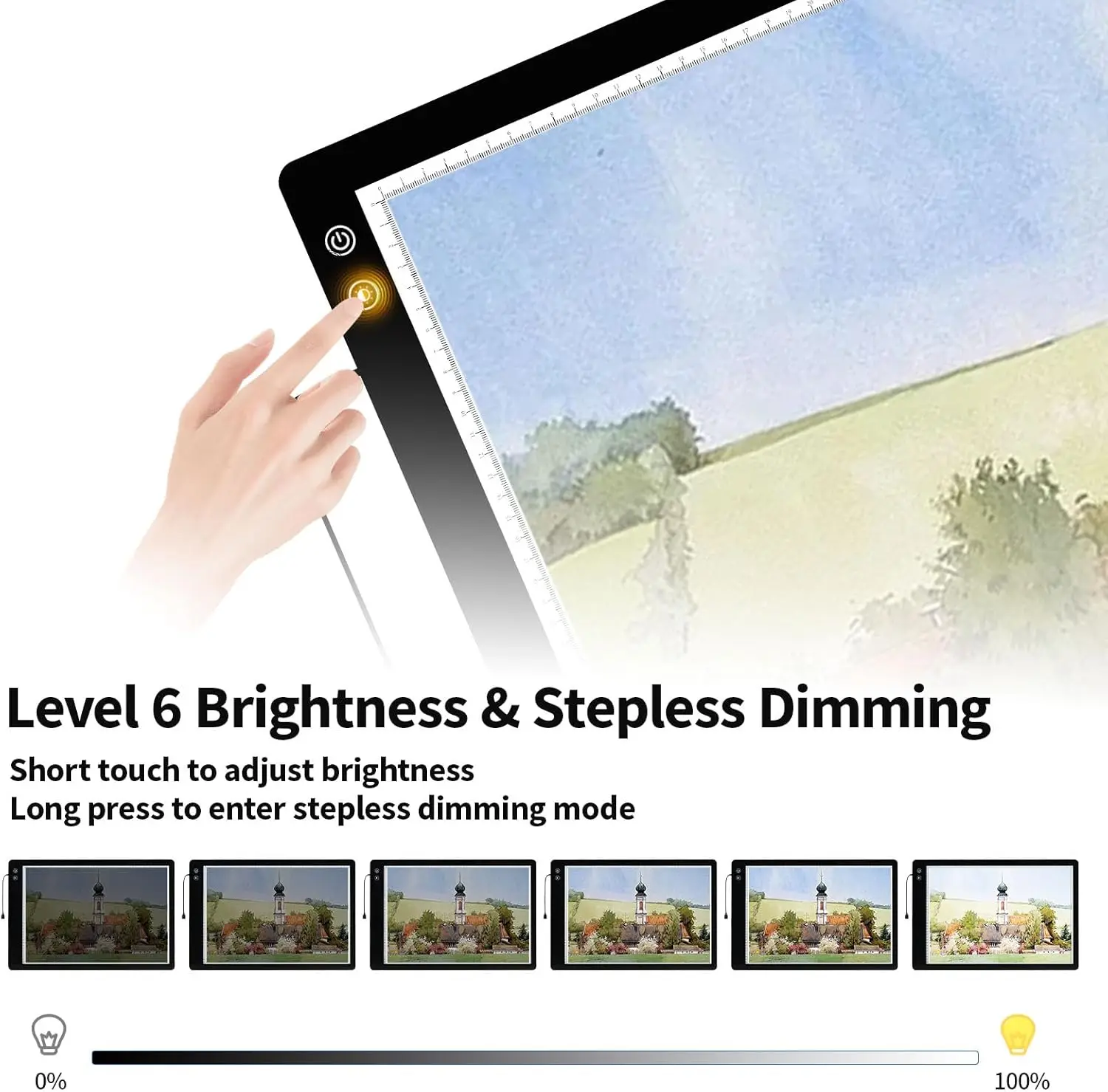 Almofada de luz grande A1 para pintura diamante, caixa de luz LED com 3 modos de cor e brilho ajustável, alimentada por bateria