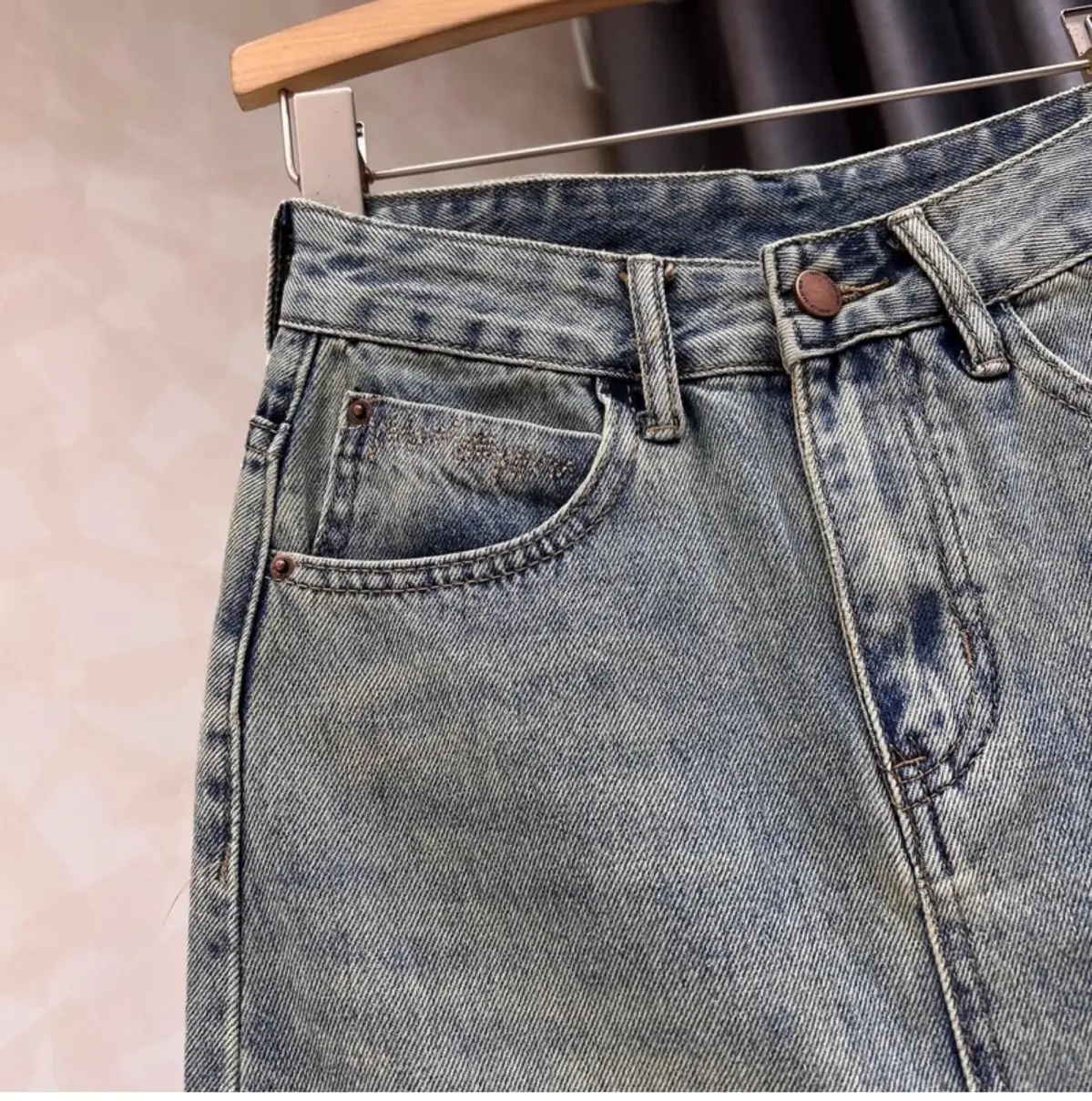 Bordado retrô feminino saia jeans dividida, cintura alta, casual, fina, longa, linha A, moda, verão, novo, 2024