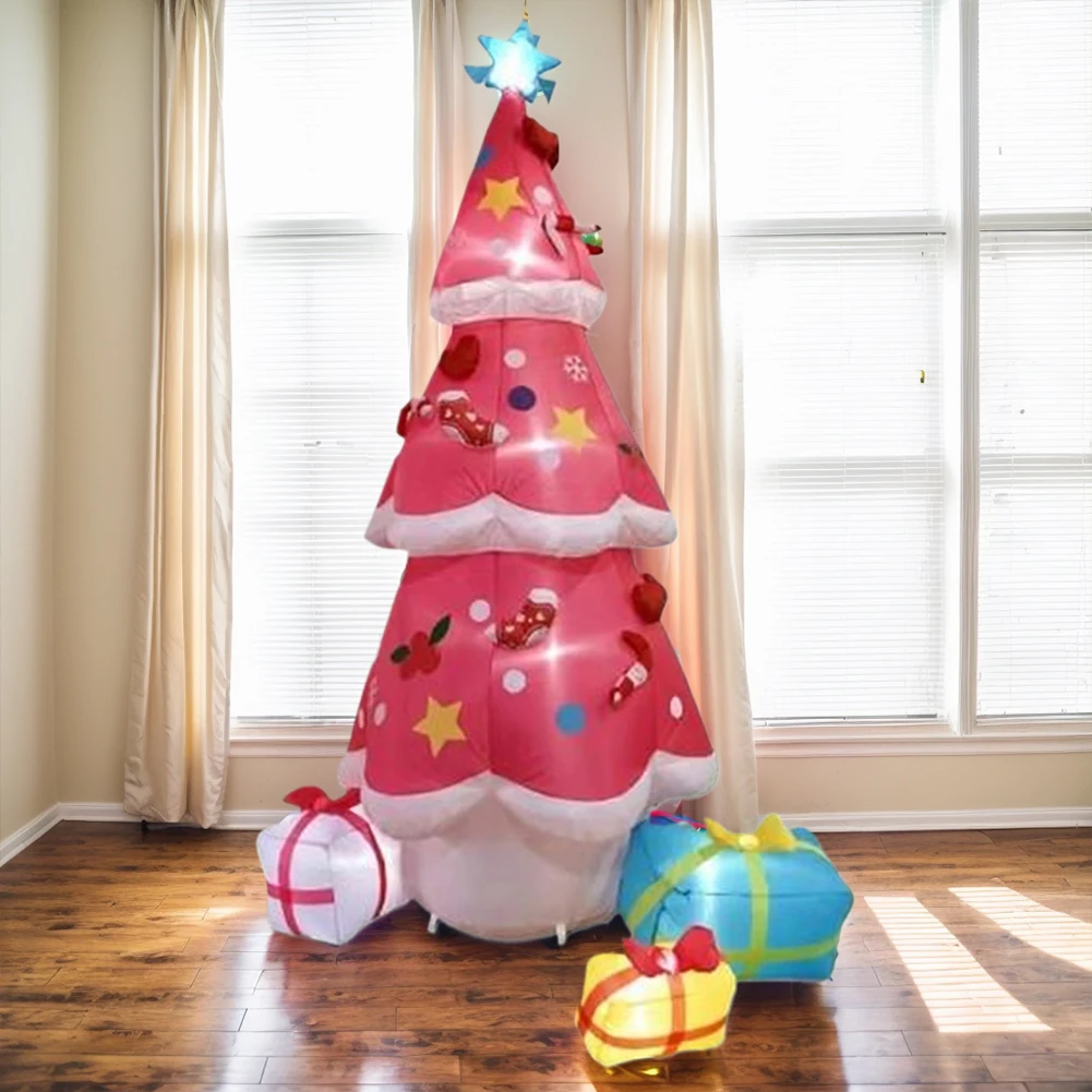 

Рождественская елка 6,9 фута, украшение для двора со светодиодной подсветкой, надувная рождественская елка с подарочными коробками для вечеринки, праздника, Рождества