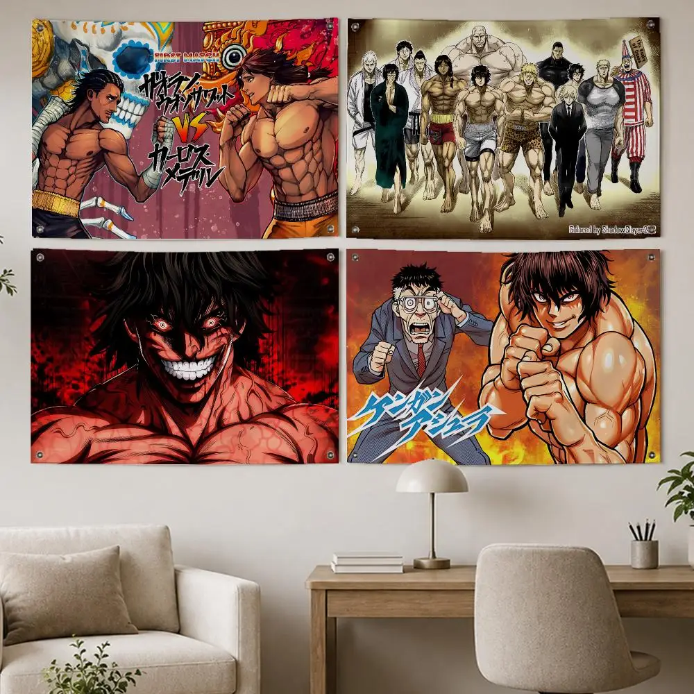 Ultimate Anime Kengan Ashura Flags Room Home Decor Wall‑Hanging Art Banner, Outdoor for Bedroom Party Background Decoration