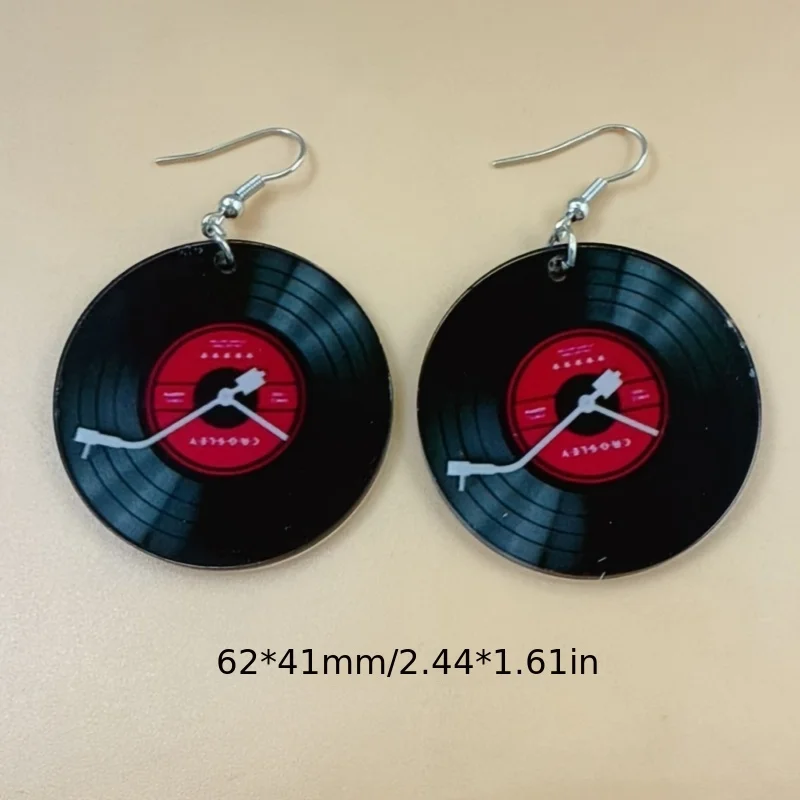 Simple Classic Style Vinyl Record Retro Phonograph Record Dome Glass Ladies Pendants Earrings Music Lovers Jewelry Gifts view 4