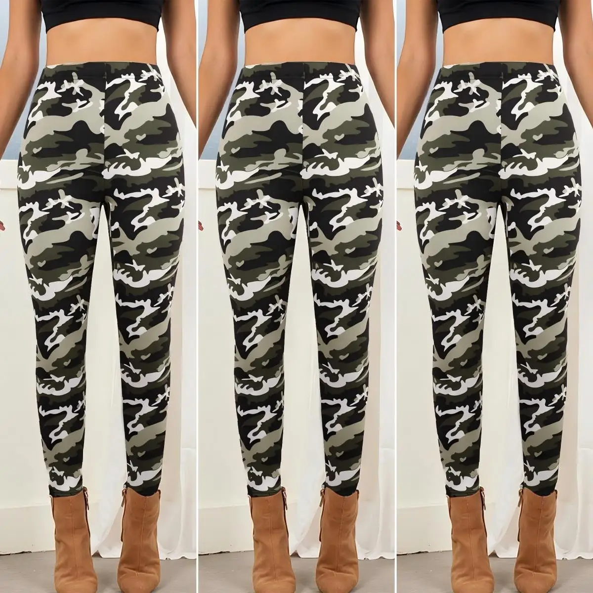 กางเกงเลกกิ้งผ้าฟลีซเนื้อนุ่มยืดหยุ่นสูง สีพื้น 3 ชิ้น สำหรับฤดูหนาว กางเกงขายาวผู้หญิง อุ่นสบาย สไตล์สตรีท หนาพิเศษ