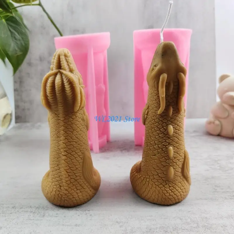 G5GC تنين رائع ثلاثي الأبعاد للرأس قالب من الراتنج مصنوع يدويًا شمعة للعلاج العطري من السيليكون لتزيين سطح المكتب للمنزل والمكتب #4