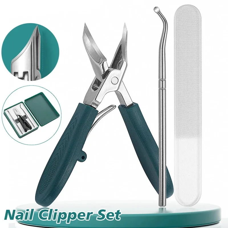 

25° Slant Edge Nail Clipper Set Anti-Splash Eagle Beak Oblique Toe Nail Trimmers for Ingrown Toenail Professional Manicure Tools