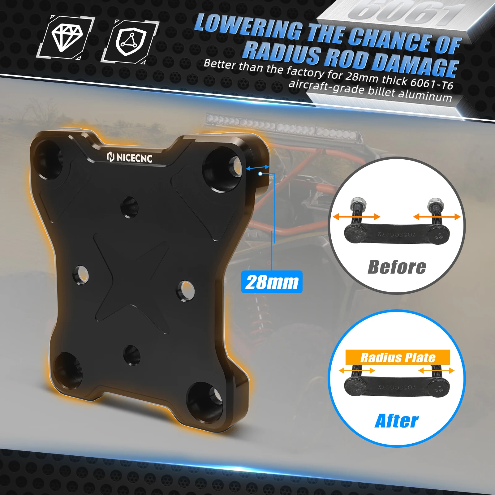UTV X3 Upgraded Radius Rod Plate with Steel 2 Inch Hitch Receiver For Can-Am Maverick X3 2017-2021 Enhancing Durability